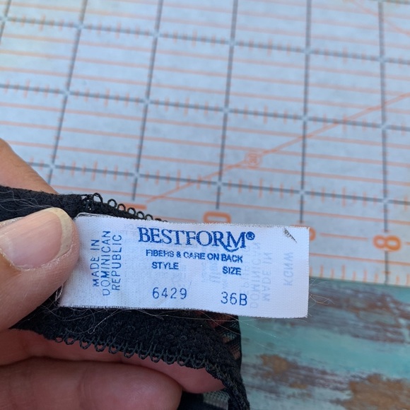 Vintage Best Form Black Semi Sheer Underwire Bra - 36B - Picture 10 of 12